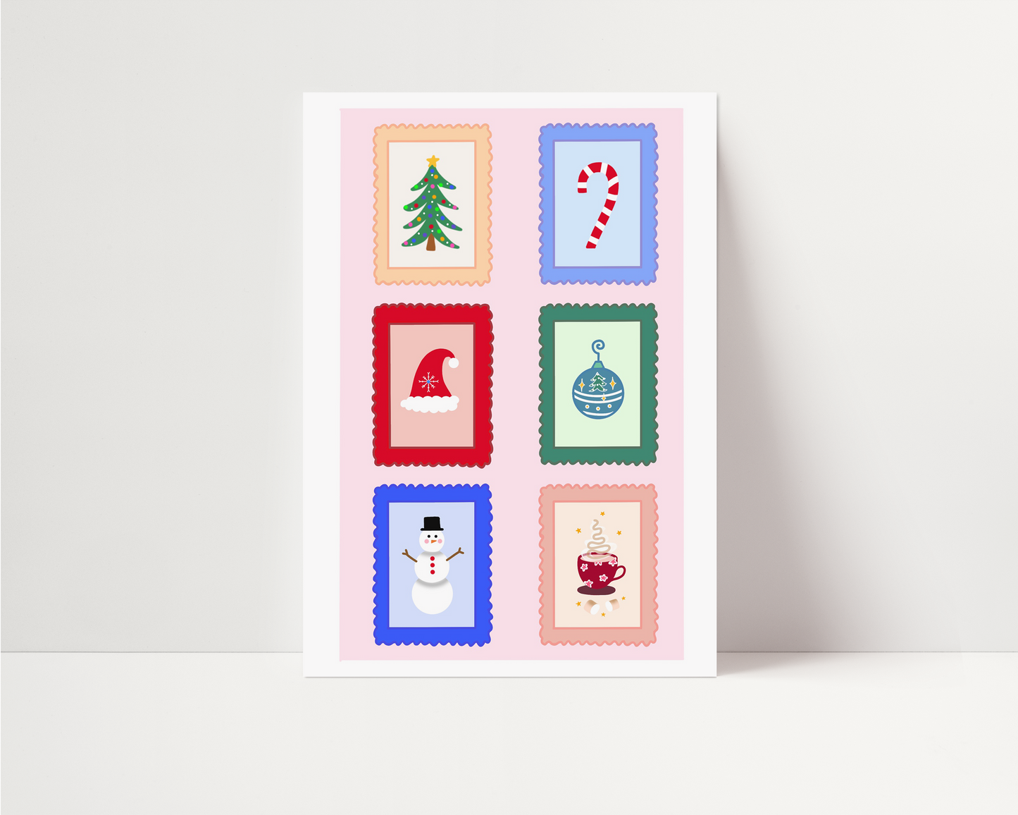 Holiday Stamp Pattern Postcard