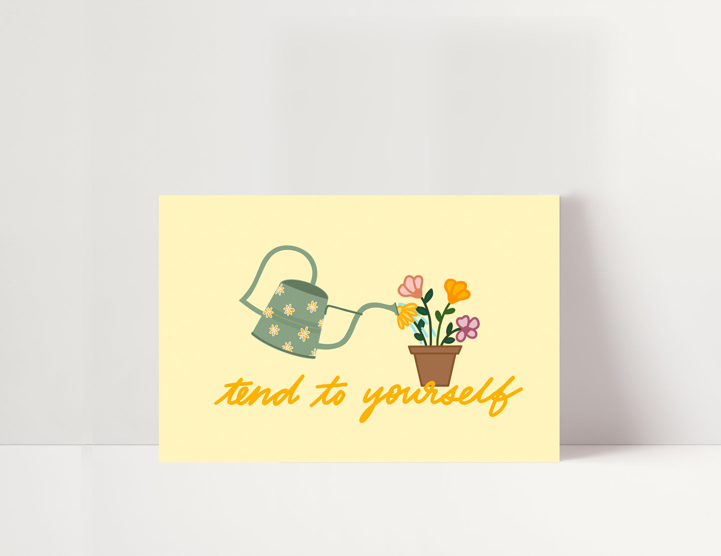 Tend To Yourself - Floral Art Print, Watering Can Art Print