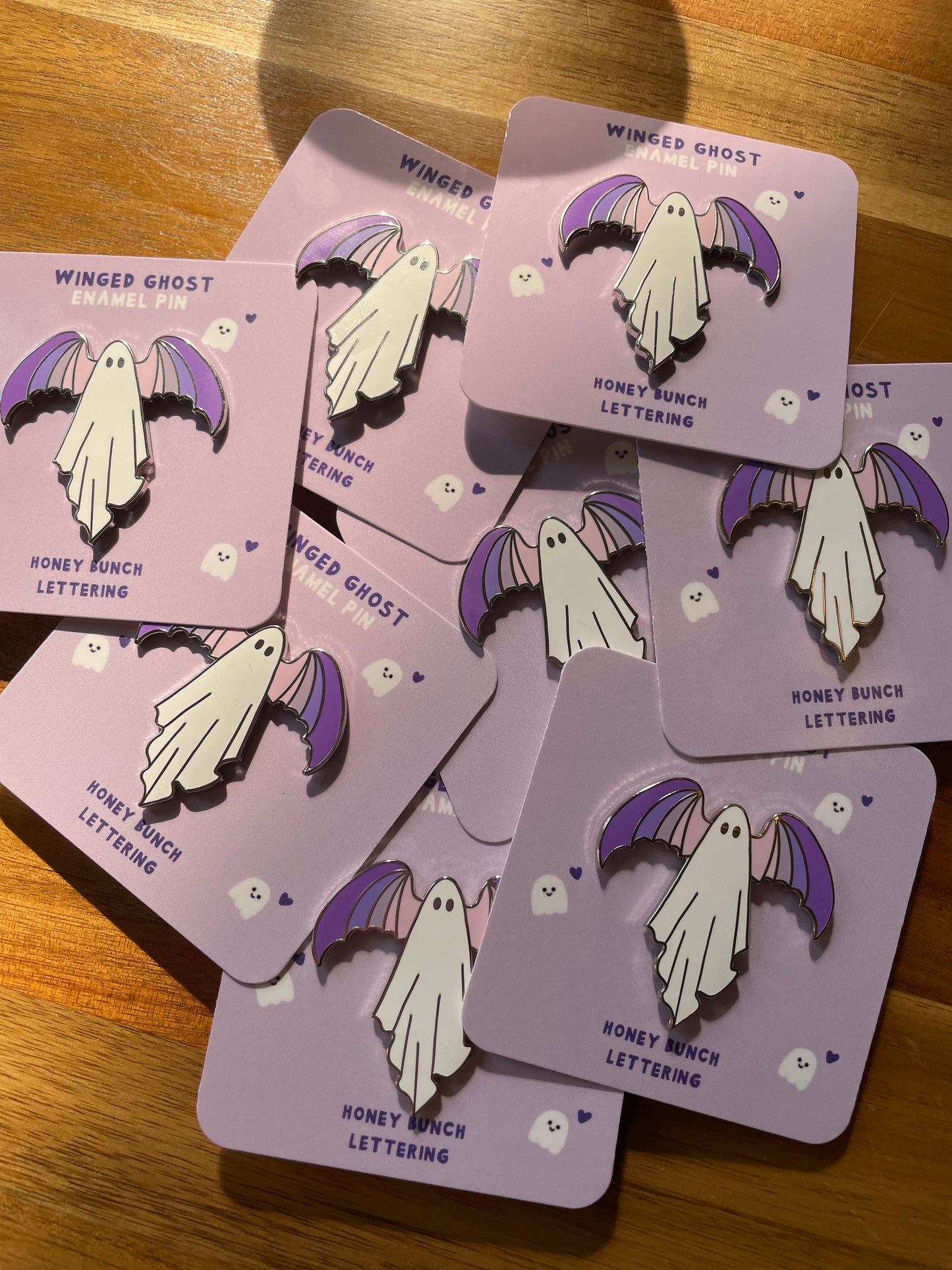 Winged Ghost Enamel Pin - Halloween Pin, Ghost Pin
