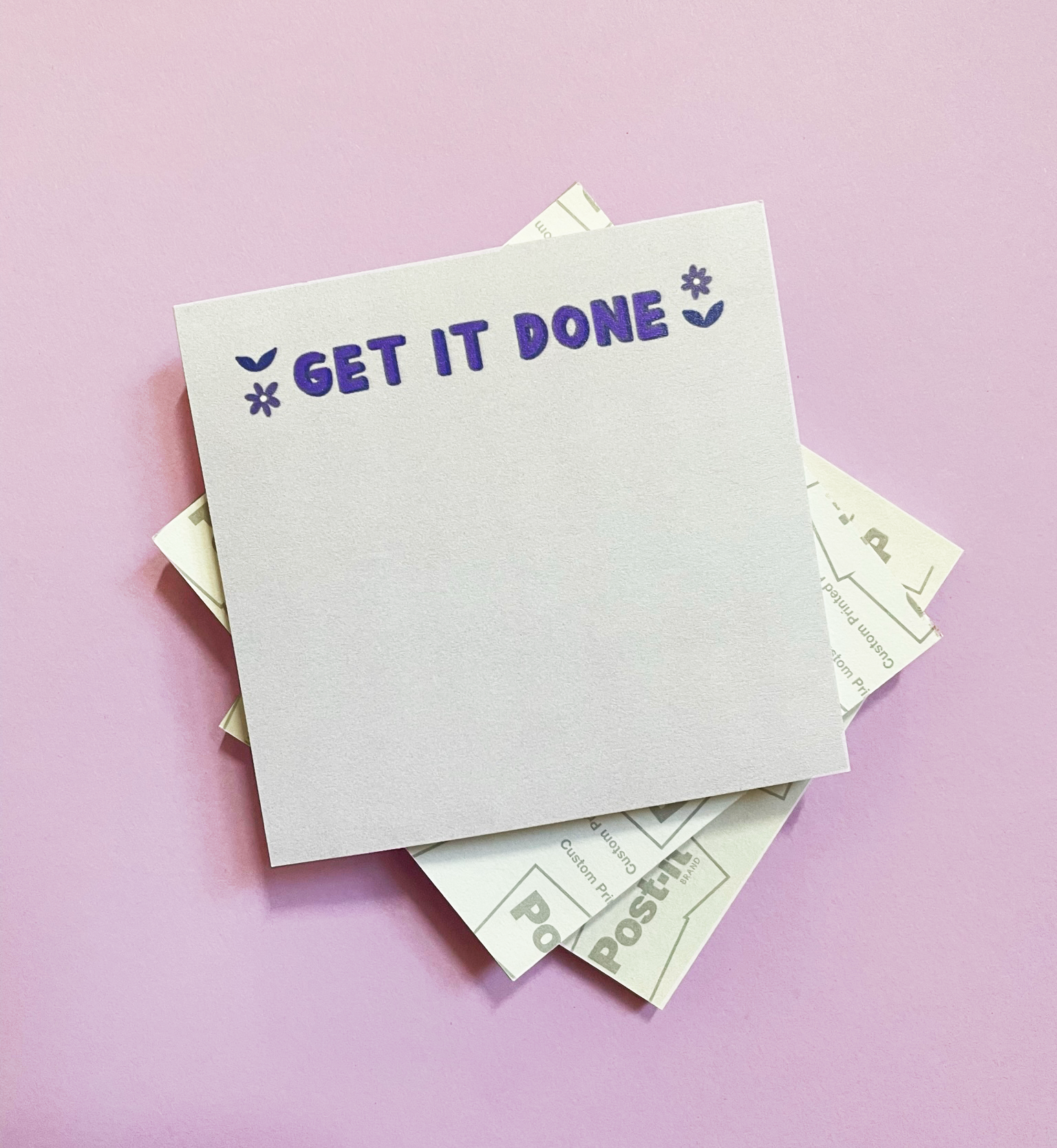Get It Done Sticky Notes, Cute Purple Sticky Notes β Honey Bunch Lettering