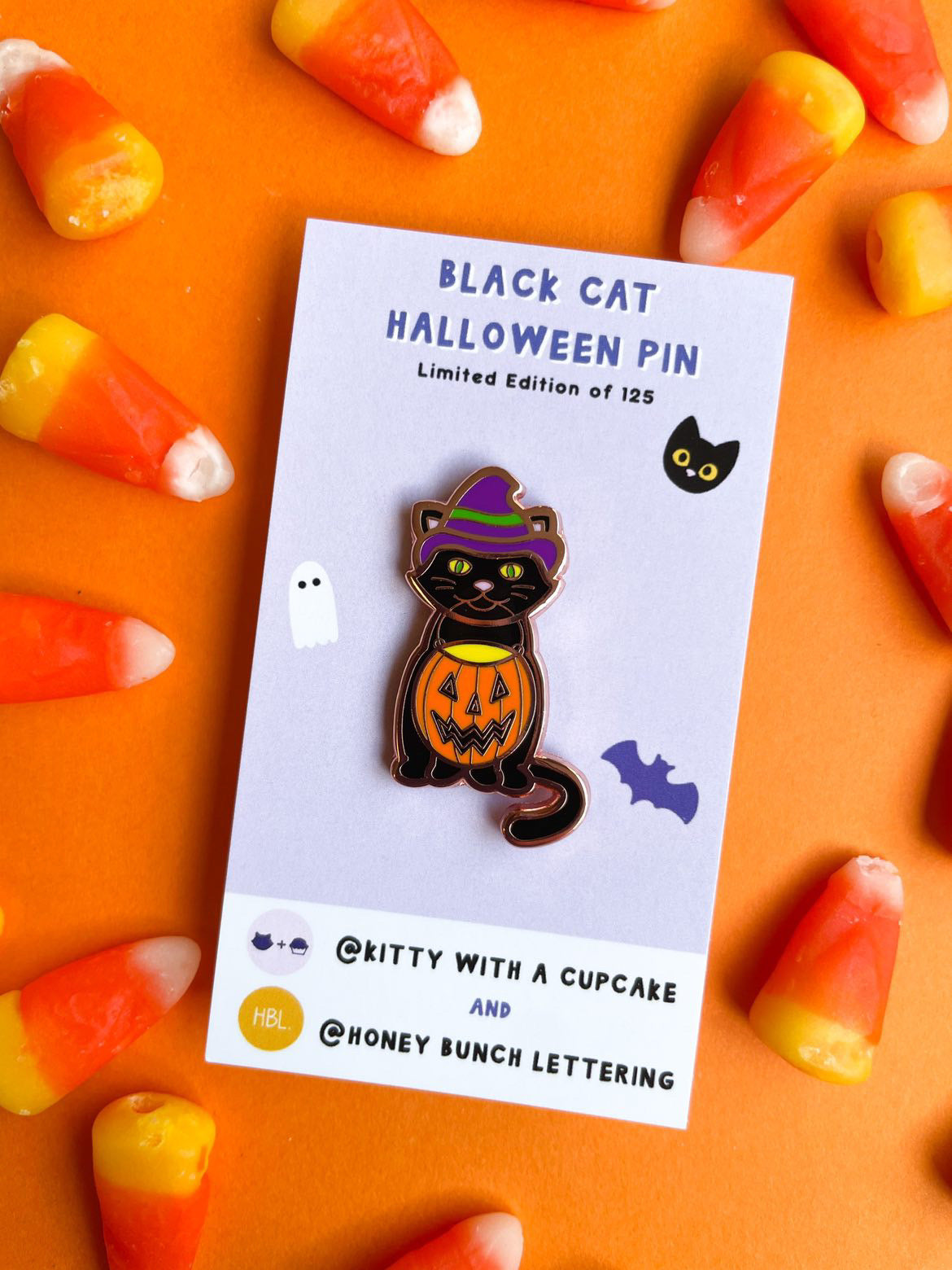 Halloween Black Cat Hard Enamel Pin