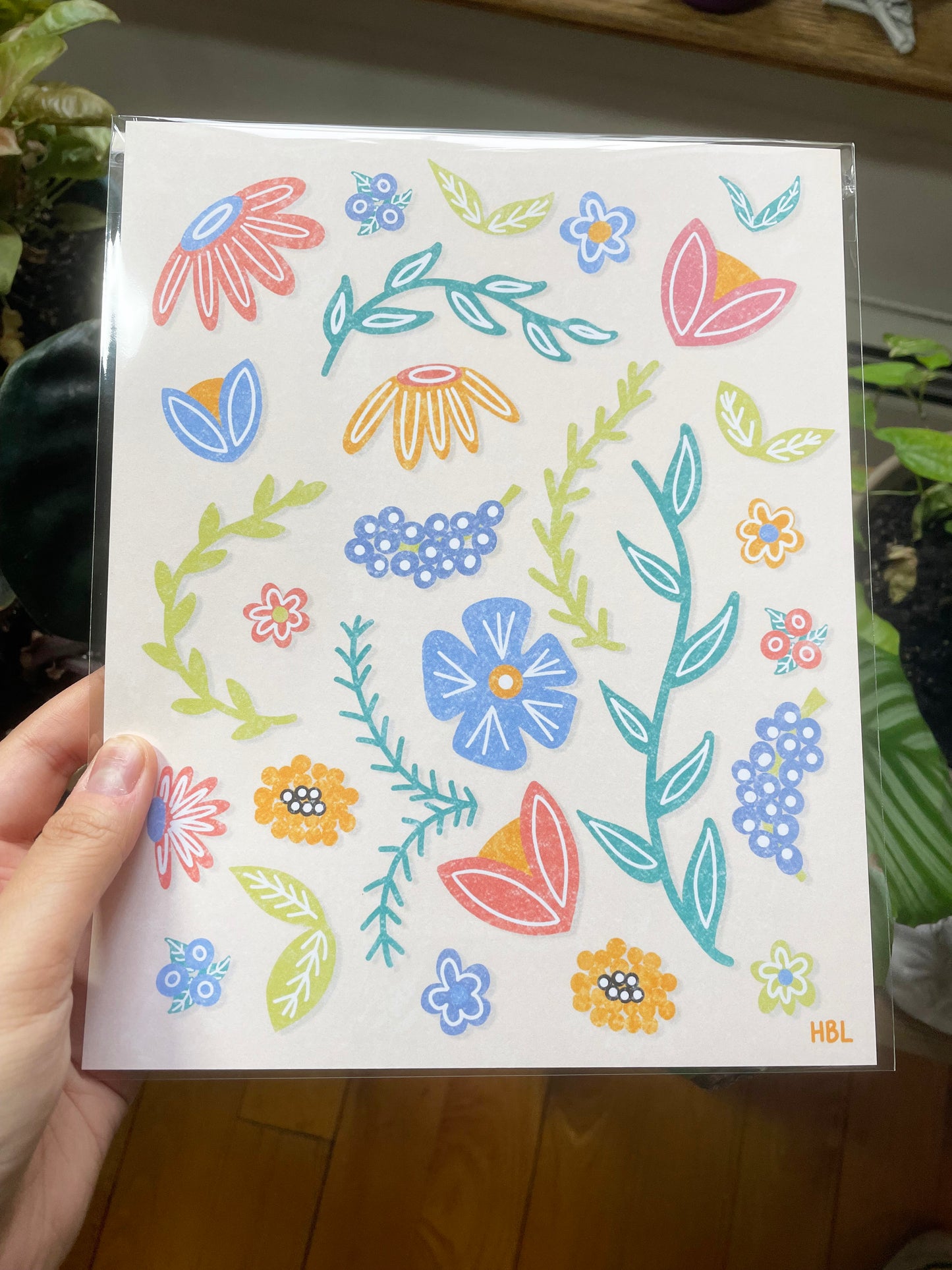 Springtime Floral Illustration Print, Flower Pattern