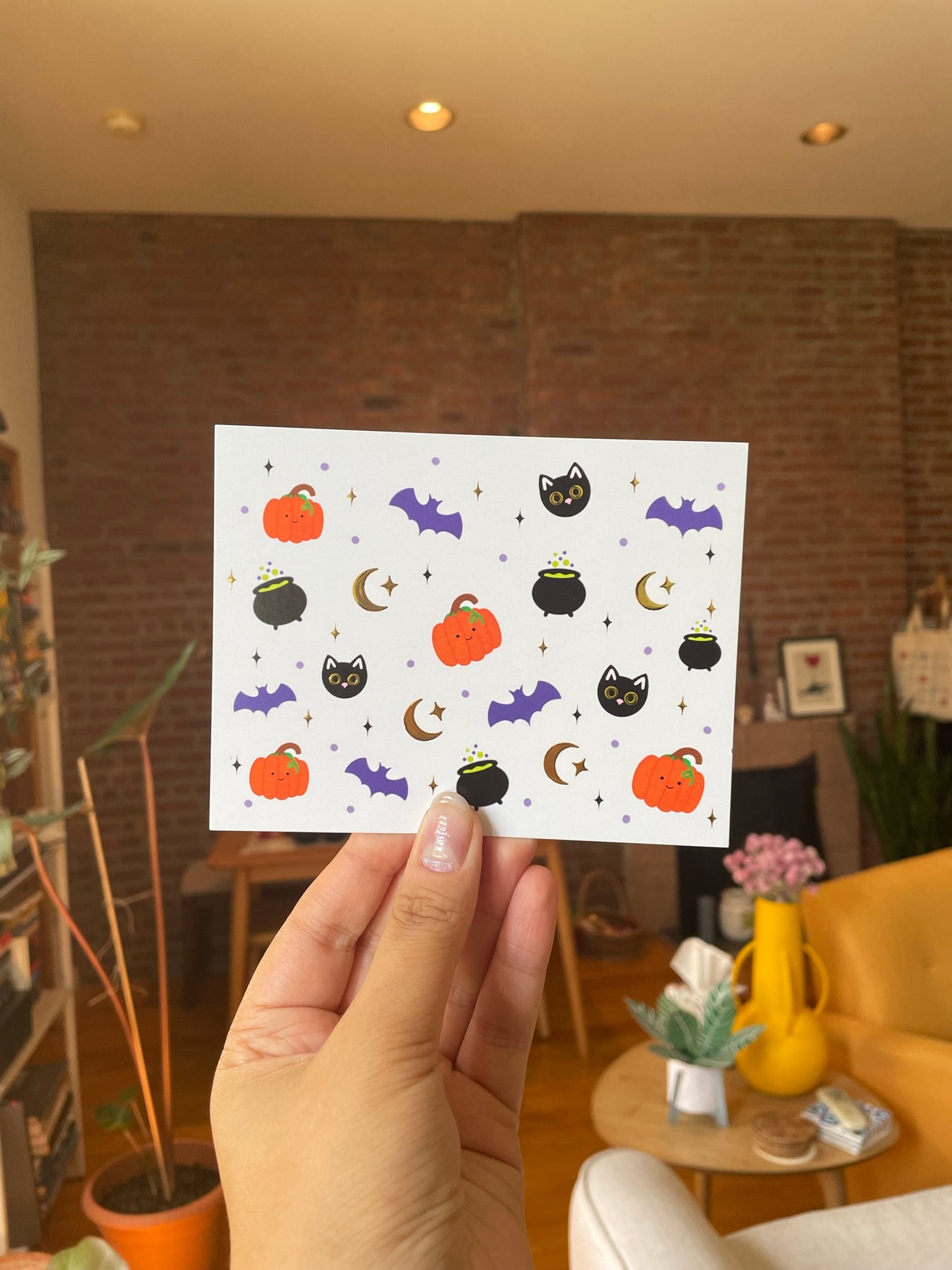 Witchy Gold Foil Halloween Postcard