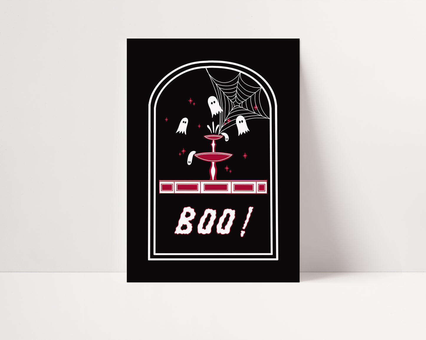 Boo! - Spooky Ghost Fountain Card, Halloween Card